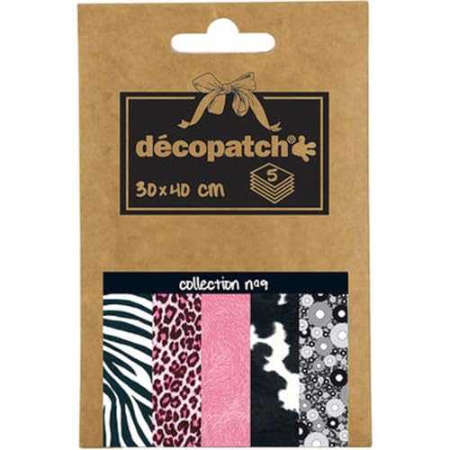 Decopatch Décopatch DP009O Packung Décopocket mit 5 Papierbogen (30 x 40 cm) (gefaltet, 13 x 9,5 cm, praktisch zum Transportieren und einfach zum Verwenden) 1 Pack farbig sortiert von Décopatch
