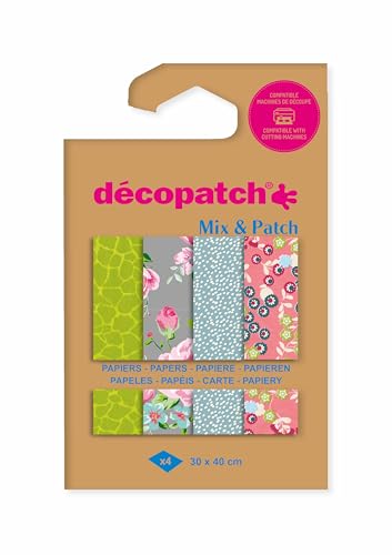 Décopatch DP047C - Packung Mix Patch, mit 4 Blatt Décopatch-Papier 30x40 cm, Royal Botanic garden, gemischte Sortierung, geeignet ab 5 Jahren, 1 Pack von Décopatch
