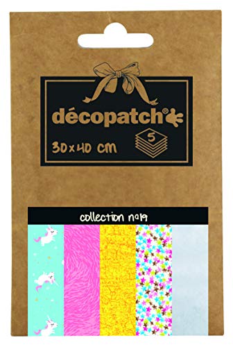 Decopatch Décopatch DP019O Packung Décopocket mit 5 Papierbogen (30 x 40 cm) (gefaltet, 13 x 9,5 cm, praktisch zum Transportieren und einfach zum Verwenden) 1 Pack farbig sortiert von Décopatch