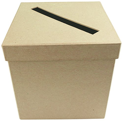Décopatch EV013O Packung mit 2 Briefkasten (aus Pappmaché zum Verzieren und Personalisieren, quadratisch, 19 x 19 x 19 cm) 1 Pack kartonbraun von décopatch