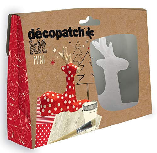Décopatch KIT018O Bastel Set Pappmaché Rentier (ideal für Weihnachten und für Kinder, 3,5 x 19 x 13,5 cm) rot von décopatch