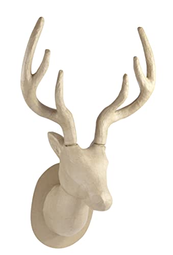 Décopatch NO032C Trophäe Hirsch (aus Pappmaché zum Verzieren und Personalisieren, 63 cm, ideal für Ihre Hausdeko) 1 Stück kartonbraun von décopatch