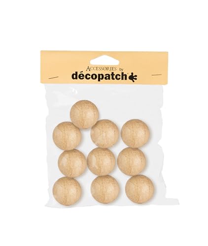 Décopatch NO063C - Packung mit 10 kleinen Kugeln aus Karton, zum Aufhängen, 4x7x20 cm, ideal für Weihnachtsdeko, Kartonbraun, 1 Pack von Decopatch