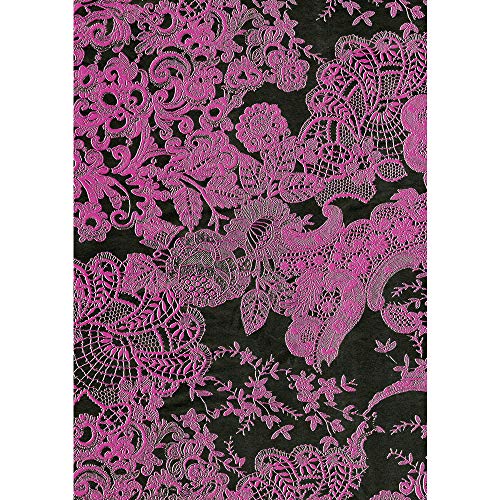 Décopatch Papier No. 460 Packung mit 20 Blätter (395 x 298 mm, ideal für Ihre Papmachés) schwarz rosa, spitze von Decopatch