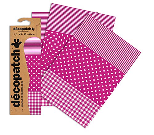 Decopatch Papier No. 486 (395 x 298 mm) 3er Pack rosa gepunktet von Decopatch