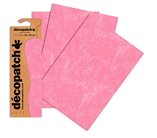 Decopatch Papier No. 667 (pink Pelz, 395 x 298 mm) 3er Pack von Decopatch