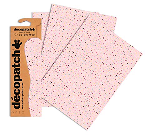 Decopatch Papier No. 681 (pink Streu Herzen, 395 x 298 mm) 3er Pack von Decopatch