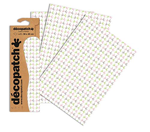 Décopatch Papier No. 685 (grau pink Grün Taube, 395 x 298 mm) 3er Pack von décopatch