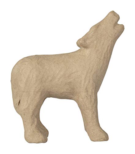 Décopatch SA221C - Träger aus Pappmache zum Dekorieren, 16 x 17cm, Wolf, Kartonbraun, 1 Stück von décopatch