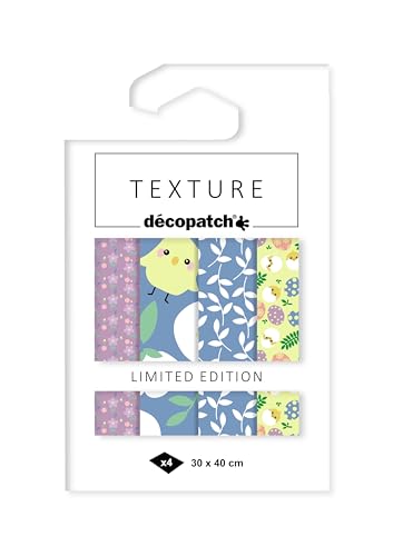 Décopatch TD895C - Packung mit 4 Blatt 40x60 cm, Nr. 895 Texture-Papier, Foil-Effekt, praktisch und einfach zum Verwenden, ideal für Ihre Pappmachés und Bastelprojekte, 1 Pack, Ostern von décopatch