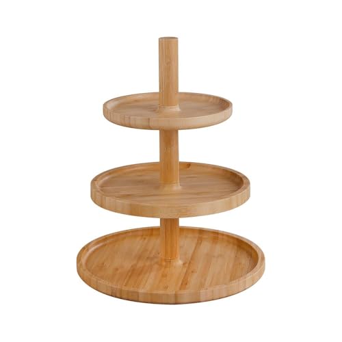 Decopatent Etagere 3-stöckig - Hochwertiges Bambus Holz - Holz- Snack- Süßigkeiten/Servierplatte von Decopatent