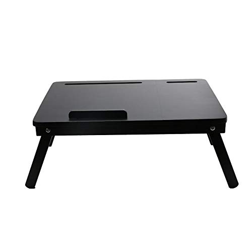 Laptop-Tisch aus Bambusholz für Couch oder Bett - Mit Telefon- & Tablet-Halter - Höhenverstellbar, kippbar & zusammenklappbar - Farbe: Schwarz - Decopatent von Decopatent