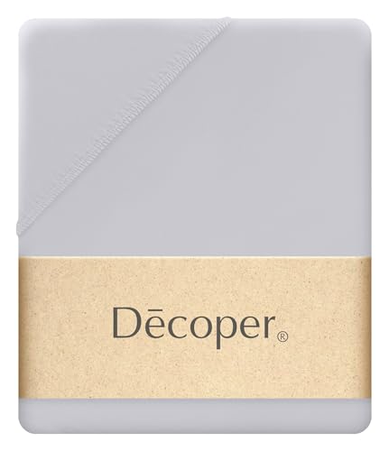 Decoper ® Mako-Feinjersey Spannbettlaken aus 100% Baumwolle | Atmungsaktiv & kuschelig weich | Oeko-Tex Zertifiziert | bis 25 cm Matratzenhöhe | 100 cm x 220 cm | Farbe Hellgrau von Decoper