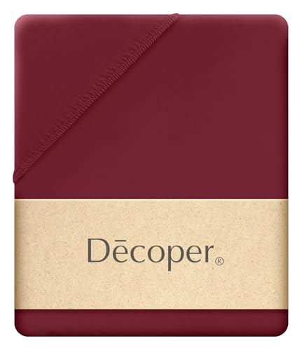 Decoper ® Mako-Feinjersey Spannbettlaken aus 100% Baumwolle | Atmungsaktiv & kuschelig weich | Oeko-Tex Zertifiziert | bis 25 cm Matratzenhöhe | 120 cm x 200 cm | Farbe Bordeaux von Decoper