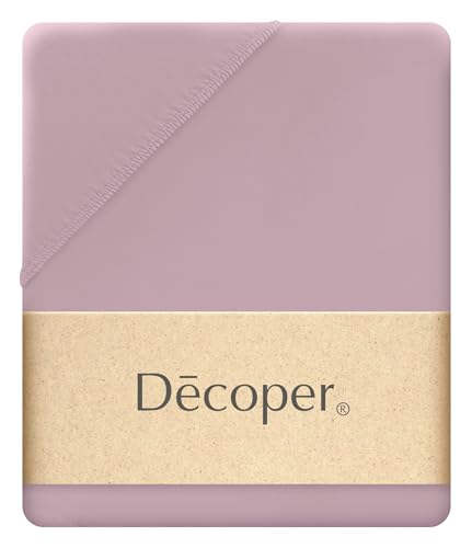 Decoper ® Mako-Feinjersey Spannbettlaken aus 100% Baumwolle | Atmungsaktiv & kuschelig weich | Oeko-Tex Zertifiziert | bis 25 cm Matratzenhöhe | 120 cm x 200 cm | Farbe Mauve von Decoper