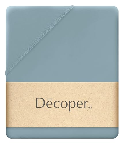 Decoper ® Mako-Feinjersey Spannbettlaken aus 100% Baumwolle | Atmungsaktiv & kuschelig weich | Oeko-Tex Zertifiziert | bis 25 cm Matratzenhöhe | 140-160 cm x 200 cm | Farbe Aquamarin von Decoper