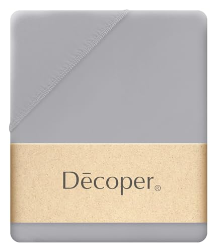 Decoper ® Mako-Feinjersey Spannbettlaken aus 100% Baumwolle | Atmungsaktiv & kuschelig weich | Oeko-Tex Zertifiziert | bis 25 cm Matratzenhöhe | 140-160 cm x 200 cm | Farbe Granit von Decoper