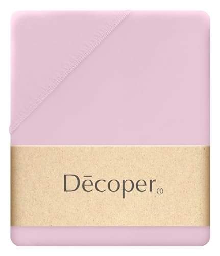 Decoper ® Mako-Feinjersey Spannbettlaken aus 100% Baumwolle | Atmungsaktiv & kuschelig weich | Oeko-Tex Zertifiziert | bis 25 cm Matratzenhöhe | 180-200 cm x 200 cm | Farbe Rose von Decoper