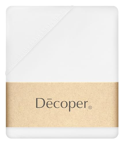 Decoper ® Mako-Feinjersey Spannbettlaken aus 100% Baumwolle | Atmungsaktiv & kuschelig weich | Oeko-Tex Zertifiziert | bis 25 cm Matratzenhöhe | 90-100 cm x 200 cm | Farbe Weiss von Decoper