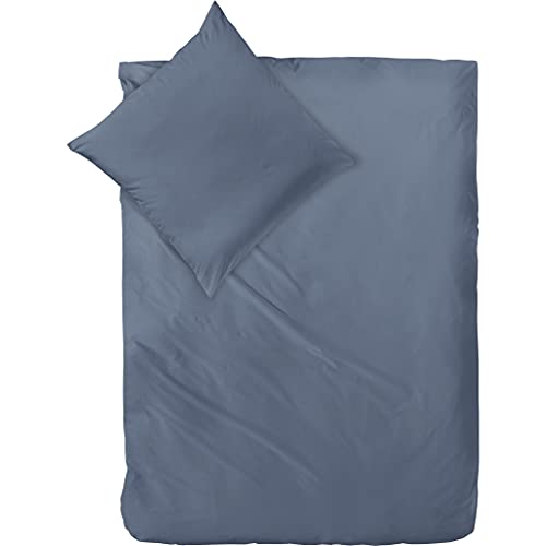 Decoper ® Mako-Satin Bettwäsche aus 100% Baumwolle | Atmungsaktiv & kuschelig weich | Farbe Denim Blau | 2 teilig - 135 x 200 cm + 80 x 80 cm von Decoper