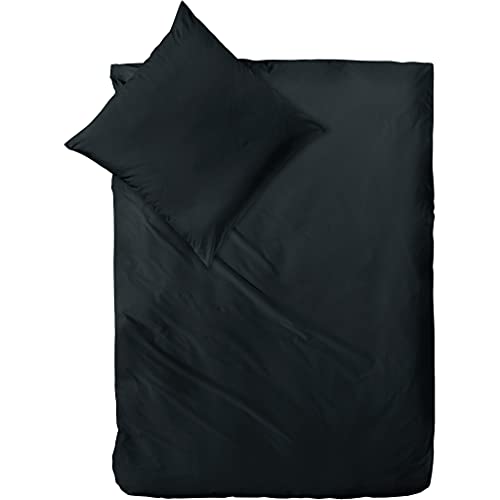 Decoper ® Mako-Satin Bettwäsche aus 100% Baumwolle | Atmungsaktiv & kuschelig weich | Farbe Schwarz | 2 teilig - 135 x 200 cm + 80 x 80 cm von Decoper