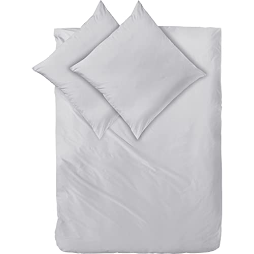 Decoper ® Mako-Satin Bettwäsche aus 100% Baumwolle | Atmungsaktiv & kuschelig weich| Farbe Silber Hellgrau | 3 teilig - 200 x 200 cm + (2X) 80 x 80 cm von Decoper