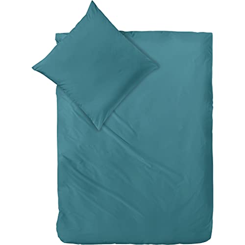 Decoper ® Mako-Satin Bettwäsche aus 100% Baumwolle | Atmungsaktiv & kuschelig weich | Farbe Smaragd Türkis | 2 teilig - 155 x 220 cm + 80 x 80 cm von Decoper