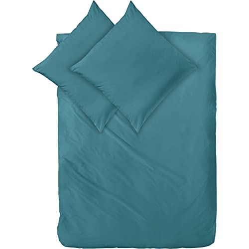 Decoper ® Mako-Satin Bettwäsche aus 100% Baumwolle | Atmungsaktiv & kuschelig weich | Farbe Smaragd Türkis | 3 teilig - 200 x 200 cm + (2X) 80 x 80 cm von Decoper