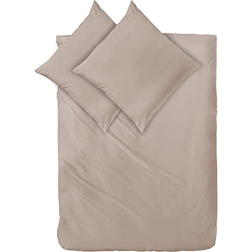Decoper ® Mako-Satin Bettwäsche aus 100% Baumwolle | Atmungsaktiv & kuschelig weich | Farbe Taupe Beige | 3 teilig - 200 x 200 cm + (2X) 80 x 80 cm von Decoper
