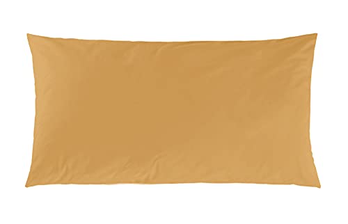 Decoper ® Mako-Satin Kissenbezug aus 100% Baumwolle | Atmungsaktiv & kuschelig weich | Farbe Senf Gelb | 1 teilig - 40 x 80 cm von Decoper