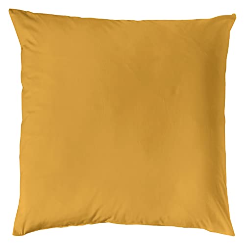 Decoper ® Mako-Satin Kissenbezug aus 100% Baumwolle | Atmungsaktiv & kuschelig weich | Farbe Senf Gelb | 1 teilig - 80 x 80 cm von Decoper