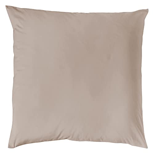 Decoper ® Mako-Satin Kissenbezug aus 100% Baumwolle | Atmungsaktiv & kuschelig weich | Farbe Taupe Beige | 1 teilig - 80 x 80 cm von Decoper