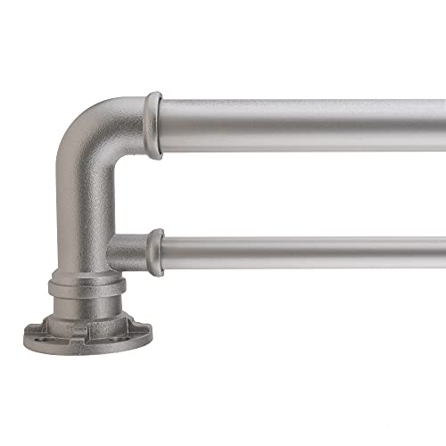 Decopolitan 2,5 cm industrielle Doppel-Gardinenstangen-Set, 91,4 bis 182,9 cm, Antiksilber von Decopolitan