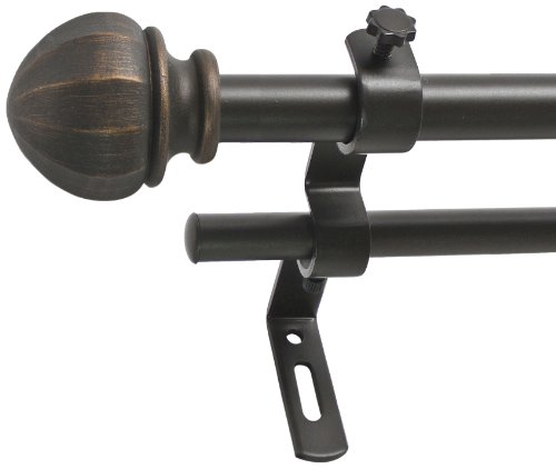 Decopolitan Facet Ball Doppel-Gardinenstangen-Set, 5/8 Zoll, 66 bis 122 cm, Vintage Bronze von Decopolitan