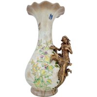 Blumenvase Im Jugendstil - Porzellanvase Mit Bronzeornamenten Frühlingsdekoration von Decopunch