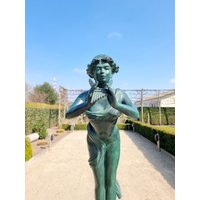 Großer Bronzeengel - Gartenskulptur Aus Bronze Fee Mit Flöte von Decopunch