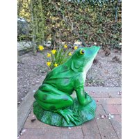 Gusseiserner Frosch Oben - Teich- Und Gartendekoration Grüner von Decopunch