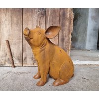 Gusseisernes Schwein - Gartenskulpturen Aus Gusseisen Schweinestatue von Decopunch