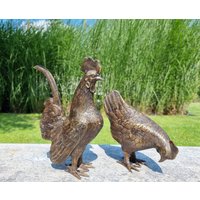 Hahn Und Huhn - Bronze Gartendekoration von Decopunch