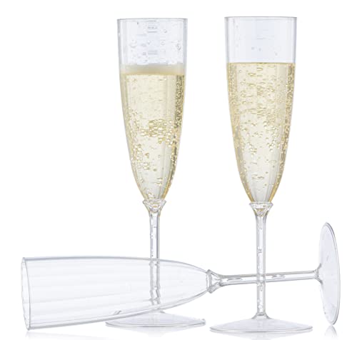 Decor Decorline - 48 Sektgläser aus Premium-Kunststoff mit Silberglitter Stiel-Glas Wiederverwendbar Champagner Gläser für Hochzeiten & Partys, 170ml - Mehrweg & Stabil von Decor Decorline
