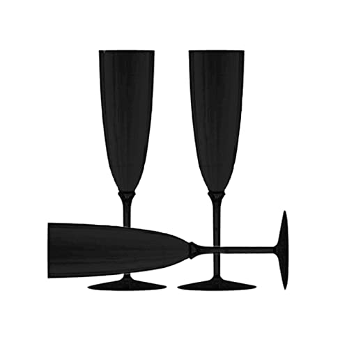 Decor Decorline - 48 Sektläser aus Premium-Kunststoff Schwarz Stiel-Glas Wiederverwendbar Champagner Gläser für Hochzeiten & Partys, 170ml - Mehrweg & Stabil von Decor Decorline