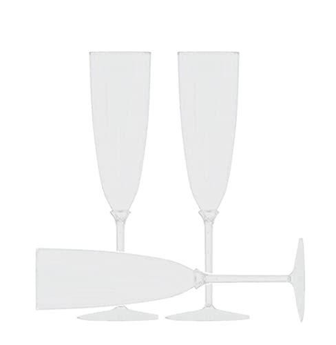 Decor Decorline - 48 Sektläser aus Premium-Kunststoff Weiss Stiel-Glas Wiederverwendbar Champagner Gläser für Hochzeiten & Partys, 170ml - Mehrweg & Stabil von Decor Decorline