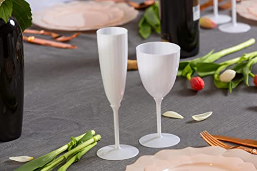 Decor Decorline - 96 Sektläser aus Premium-Kunststoff Weiss Stiel-Glas Wiederverwendbar Champagner Gläser für Hochzeiten & Partys, 170ml - Mehrweg & Stabil von Decor Decorline