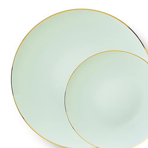 Decor Decorline - Premium Mehrweg Kunststoff Partygeschirr set - 32 Teile - Classic Combo - Turquoise/Gold - Stabil, Wiederverwendbares Teller Set -2 Größen (16x26cm, 16x19cm) von Decor Decorline