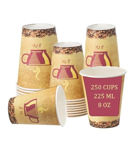 Decorline 250 Pappbecher 225ml Coffee to go Papierbecher - Kaffeebecher to Go Zum Servieren von Kaffee, Tee, heißen und kalten Getränken von Decor Decorline