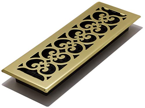 Decor Grates SPH414 Scroll Design Bodenregister, Helle Messingoberfläche, 4x14 Inches von Decor Grates