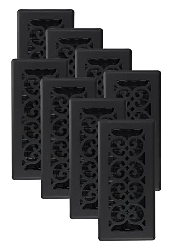 Decor Grates ST410-8 Bodenregister mit Schnörkel-Design, 10,2 x 25,4 cm, strukturiert, schwarz, 8 Stück von Decor Grates
