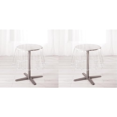 Décor Ligne Linie Décor Garden Tischdecke, PVC, weiß, 180 cm Durchmesser (Packung mit 2) von Douceur d'Intérieur