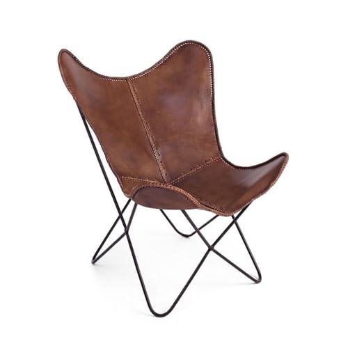 Decor Space Sessel Butterfly für den Innenbereich, Gestell aus Stahl, Bezug Sitzfläche aus Jeansstoff, 68 x 70 x 93 cm (braun) von Decor Space