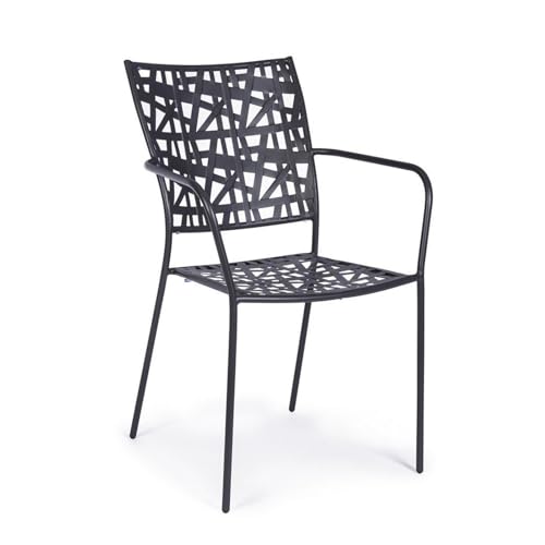 Decor Space Stuhl Kelsie mit Armlehnen, stapelbar, aus behandeltem Stahl für den Außenbereich (Anthrazit, 4) von Decor Space